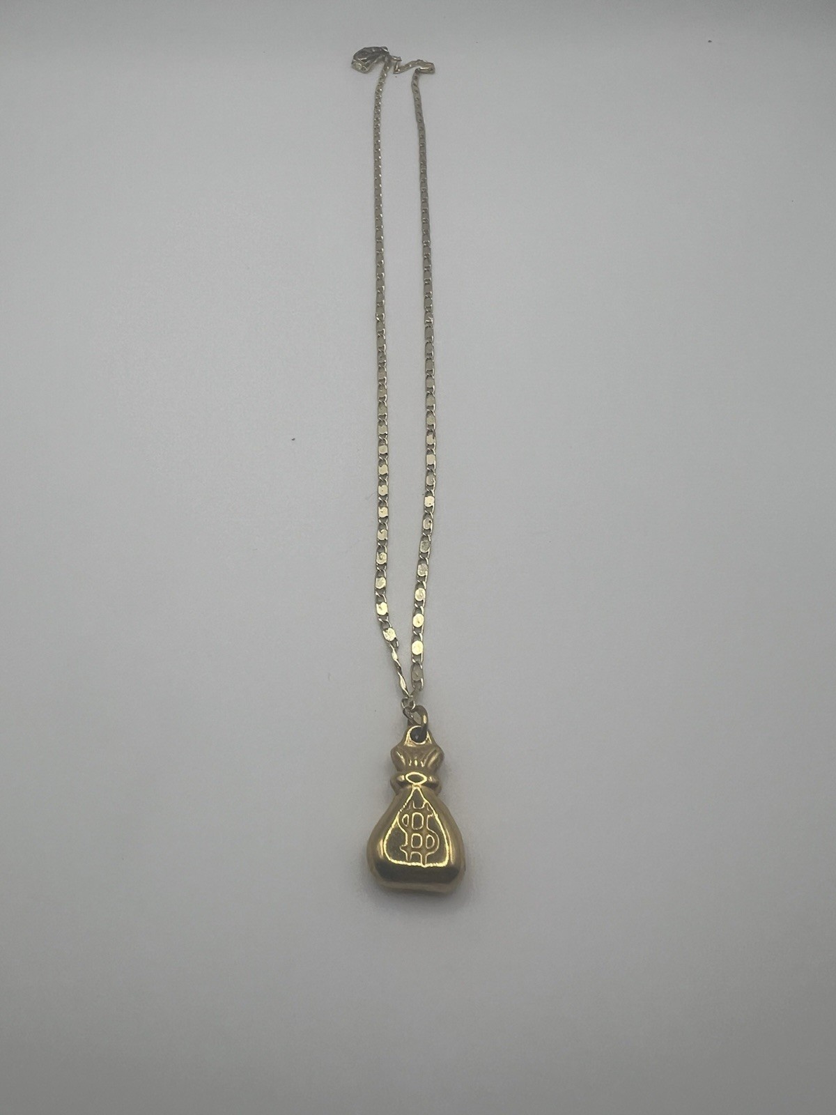 Gold Tone Money Bag Dollar Sign Pendant Necklace Chain Hip Hop