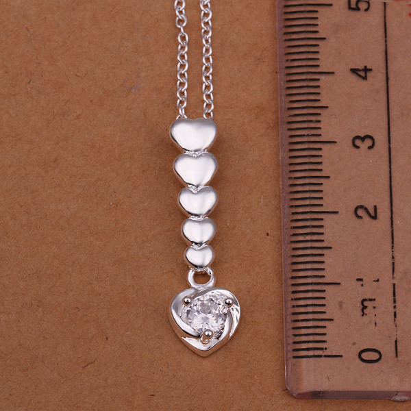 Elegant 925 Sterling Silver Filled SF Heart Cz Pendant Necklace N-A632 Gift