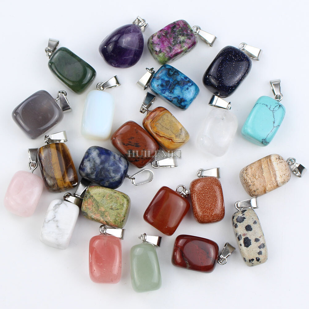 20pcs Mixed Natural Stone Irregular Shape Pendants Beads for Diy Jewelry Making