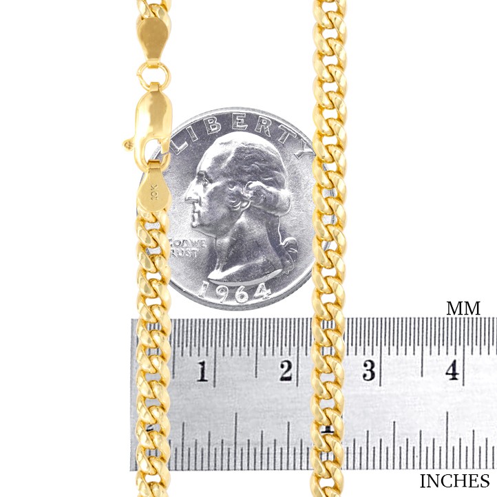 10K Yellow Gold 4.5mm Miami Cuban Link Chain Italian Necklace Mens Women 18″