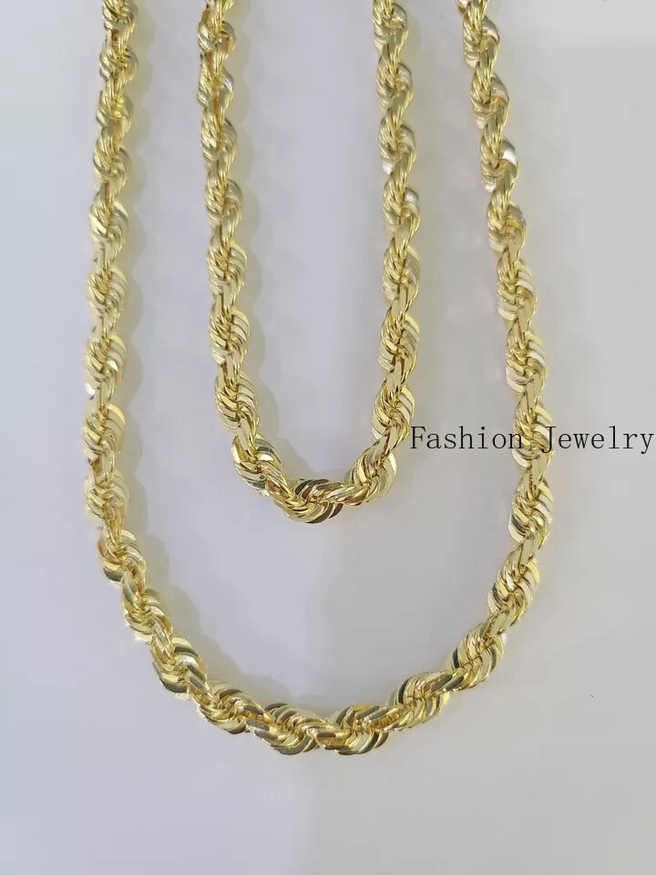 Solid 10K Yellow Gold 6mm Rope Chain Necklace 20 22 24 26 28 Inch Real Gold