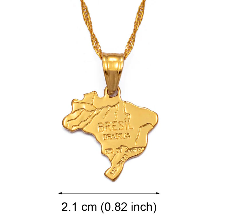 Brazil Map Pendant Necklace