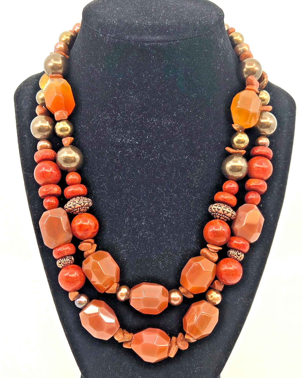 Barse Studio Copper Multi Strand Carnelian Agate and various gemstone Necklace