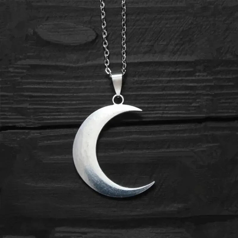 Silver Half Moon Pendant and Necklace! FREE SHIPPING IN USA!