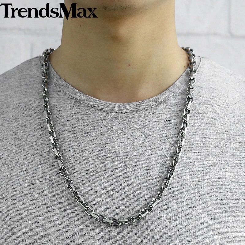20″ Mens Boys Chain Silver CABLE Link 316L Stainless Steel Necklace Toggle Clasp