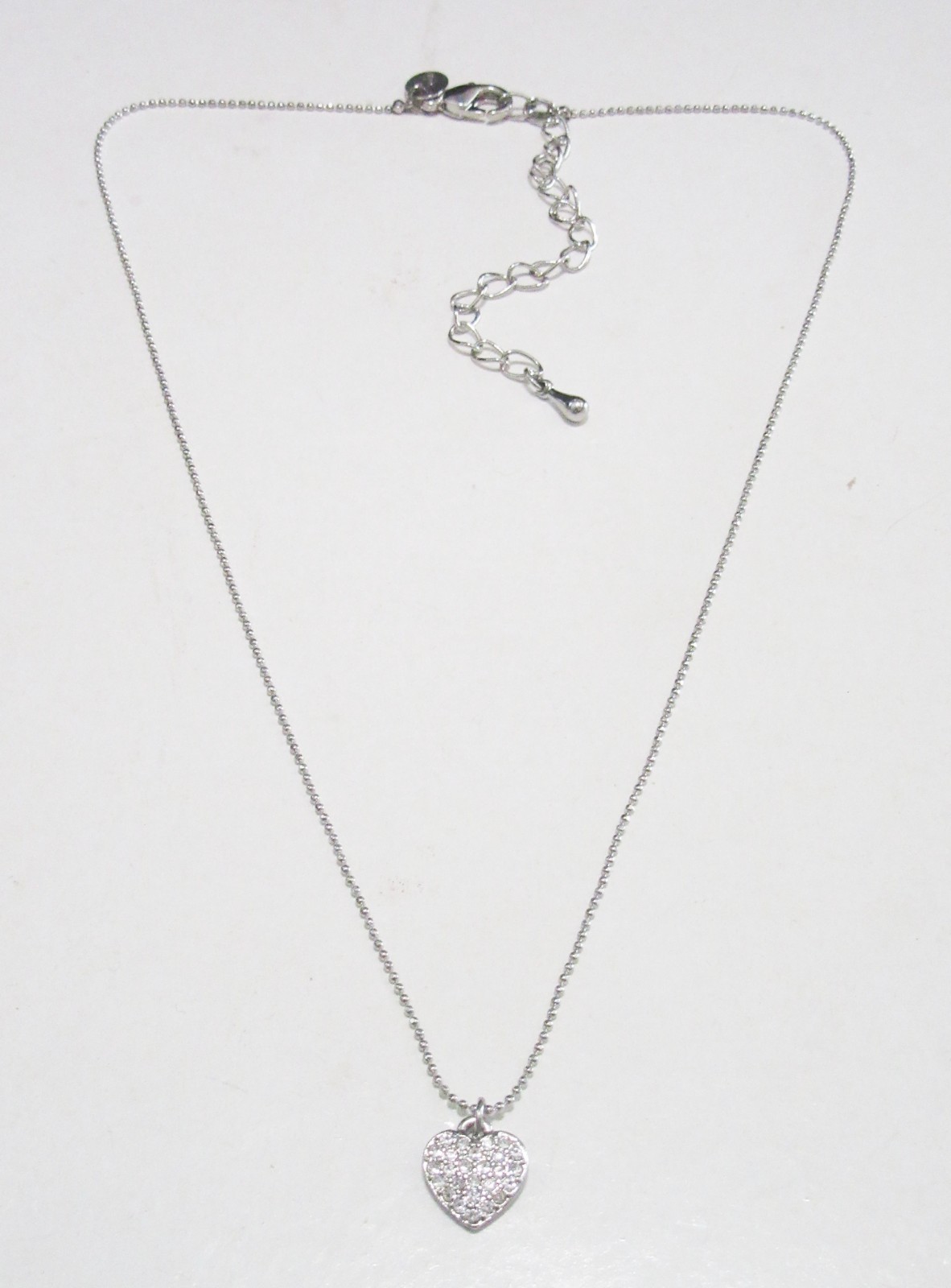 Lia Sophia Sparkling Crystal Heart Necklace Silver Tone Adjustable Chain