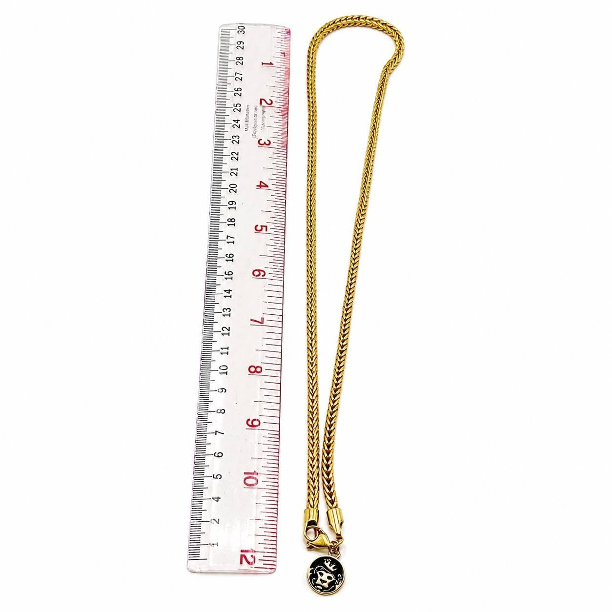 Authentic King Ice 4mm Franco Chain 26″ Gold Tone Lion Tag Hip Hop Necklace VTG