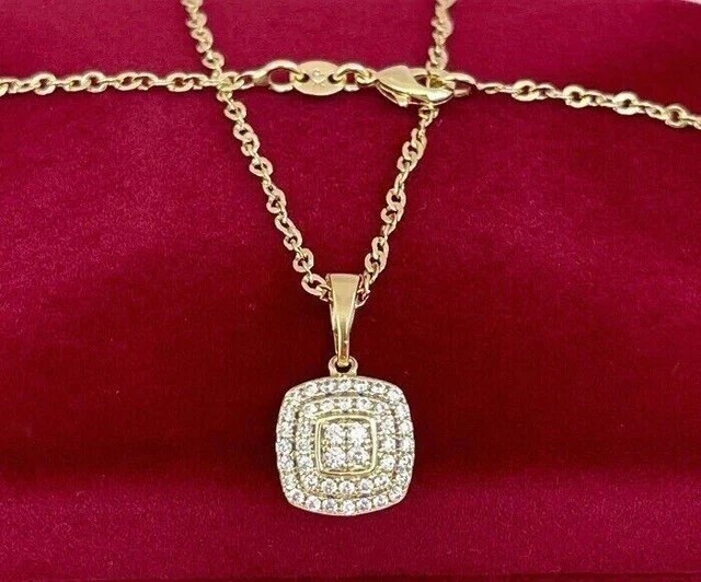 2Ct Round Cut Simulated Diamond Cluster Halo Pendant In 14K Yellow Gold Plated