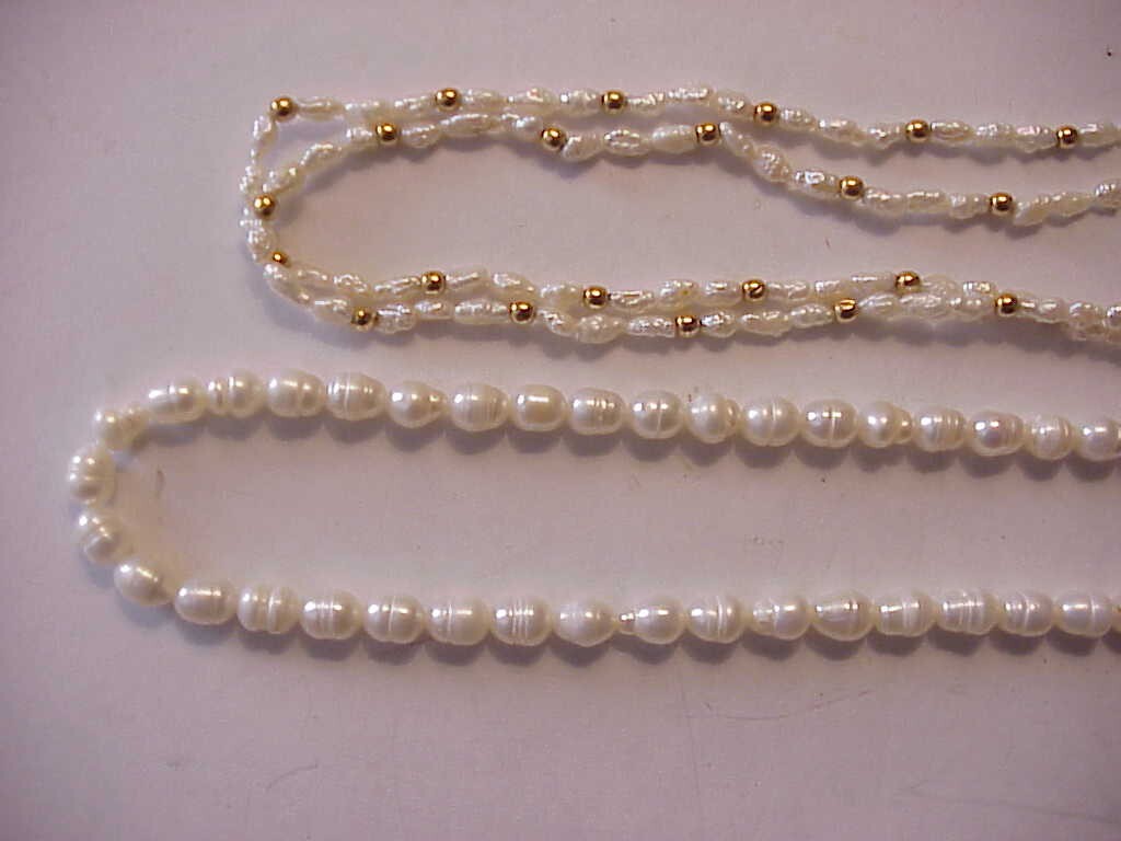 2 FRESH WATER PEARL NECKLACES, SINGLE STRAND 32 IN, OTHER IS 18-1/2 IN