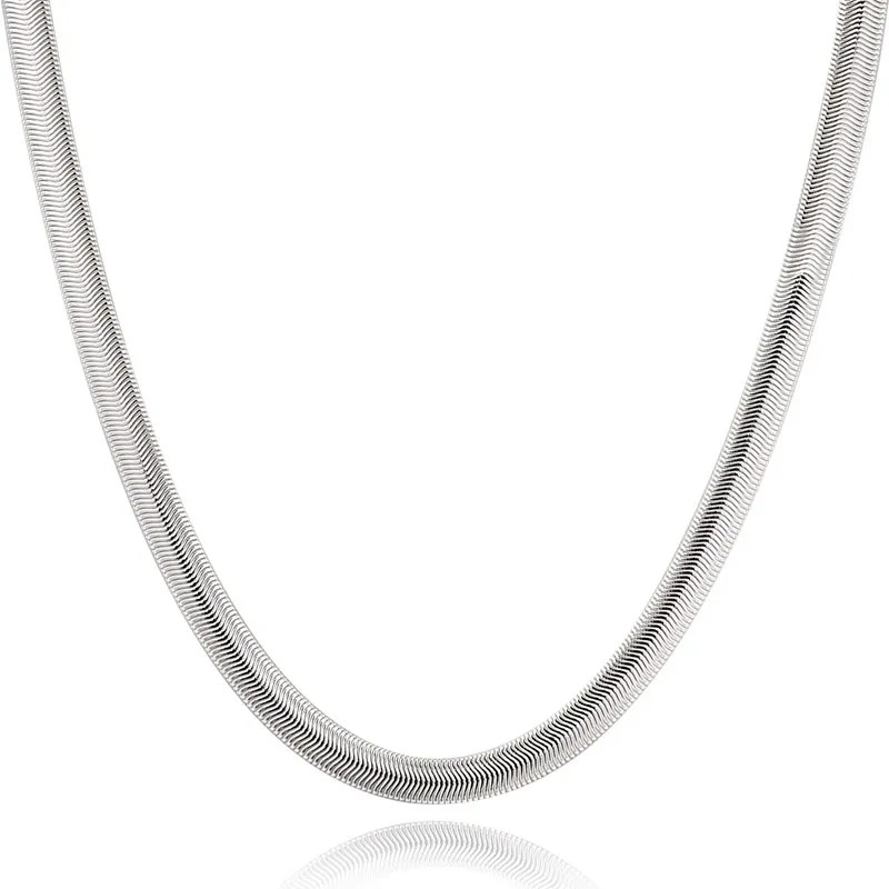 Silver Plated Flat Snake Chain 18- 24 In Necklace 2-4 mm Men Women Jewelry USA