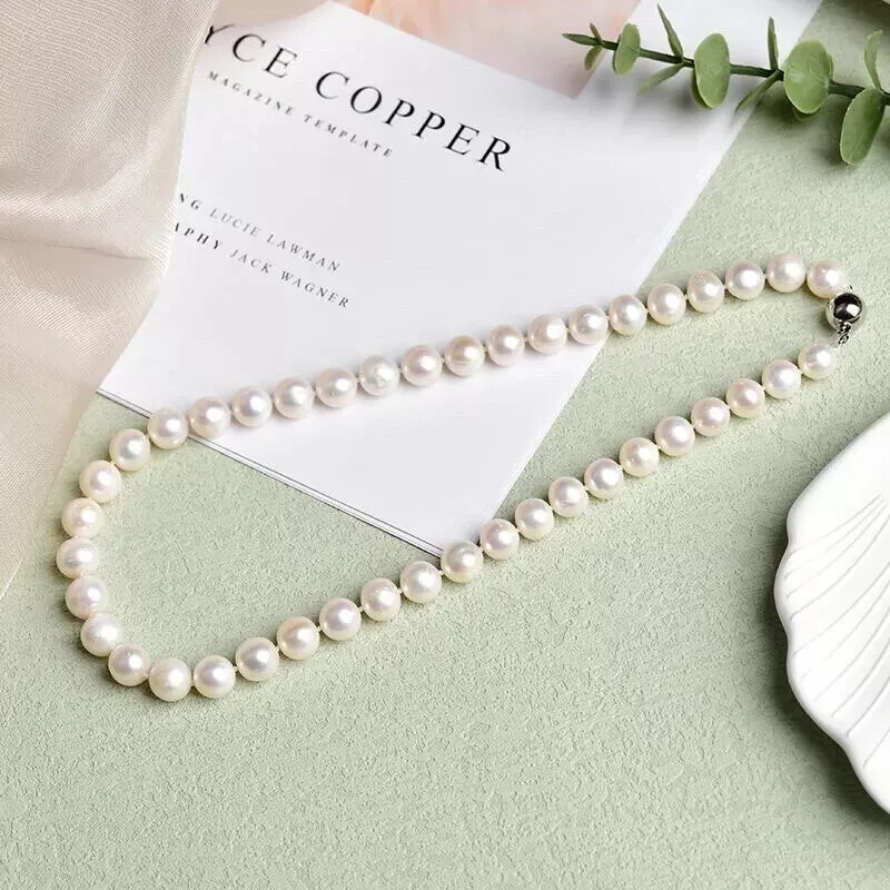Perfect AAA Round South Sea Pearl 8-9mm White Pearl Necklace 16/36 inches 925s