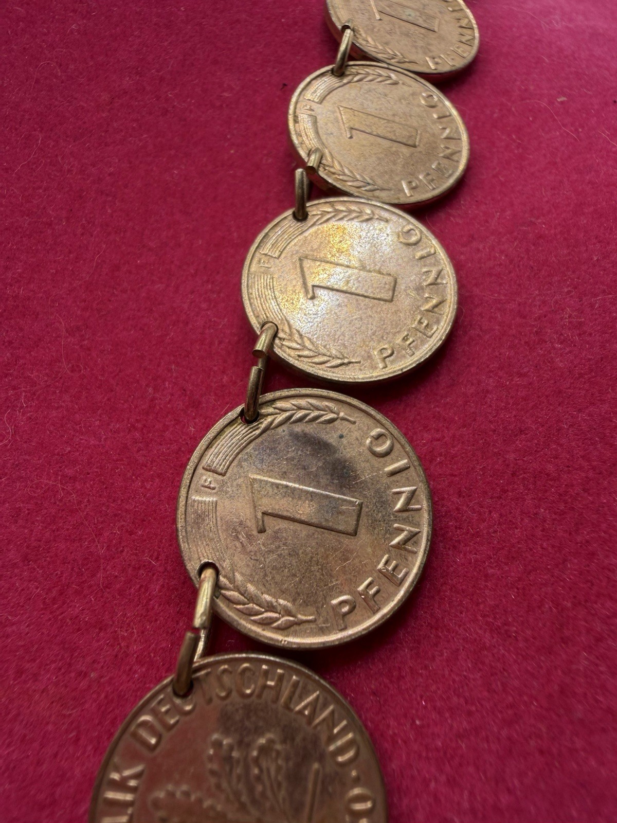 Vintage 1950 Germany 1 Pfennig Coin Necklace – 30 Inches!