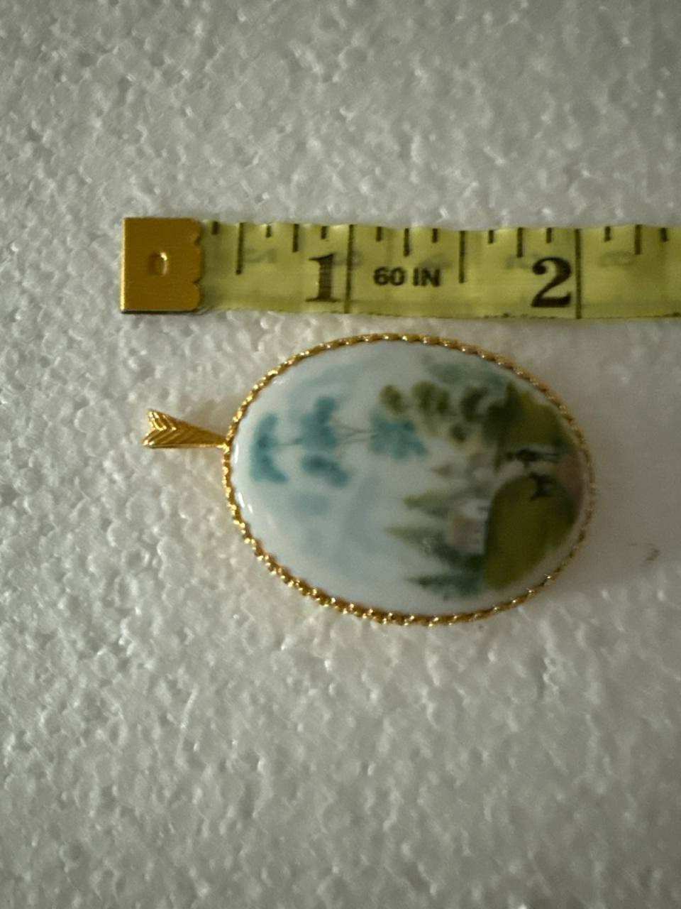 Vintage Pendant Porcelain Hand Painted Scene Boy/Dog by Kaiser W Germany