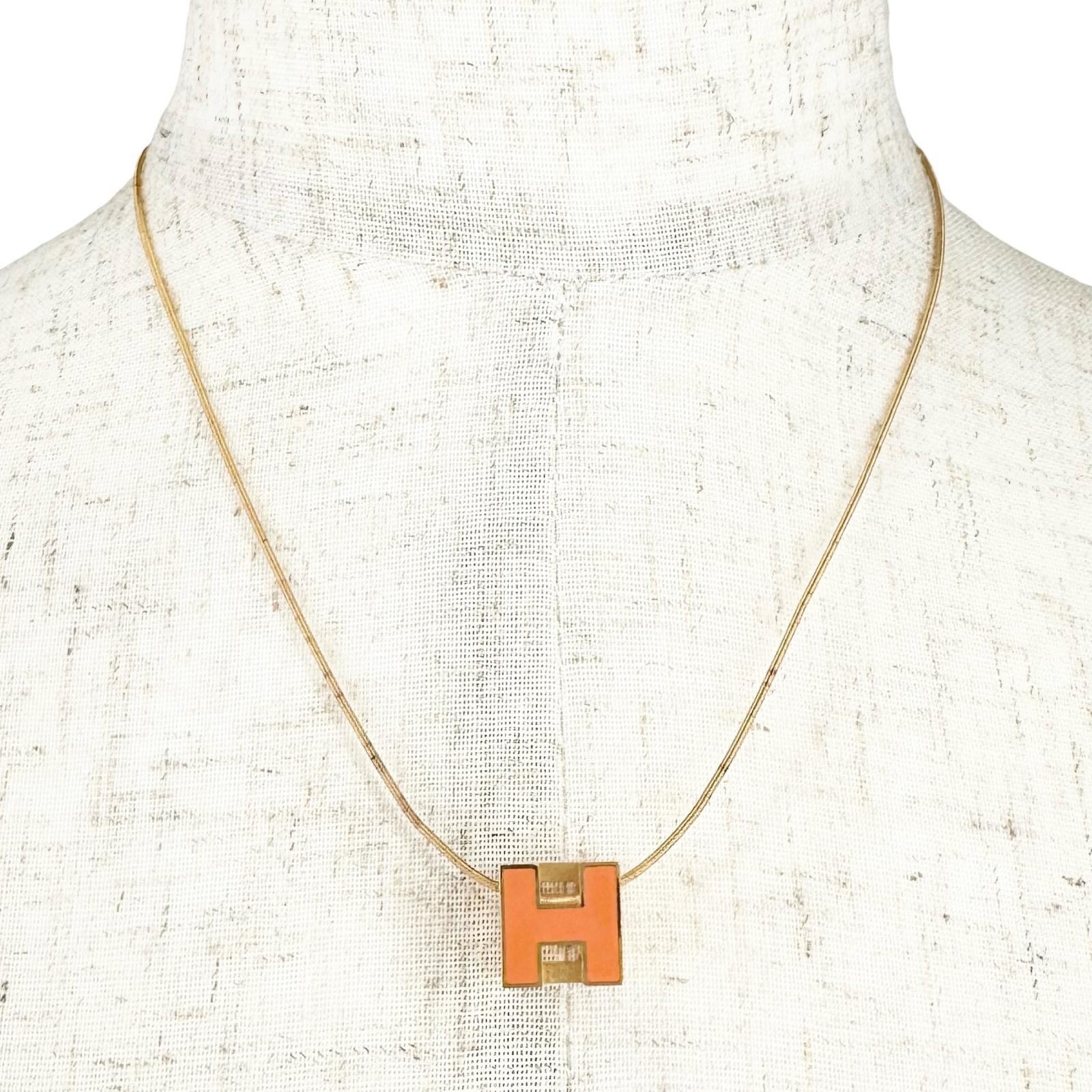 HERMES H cube Necklace Gold Plated Women