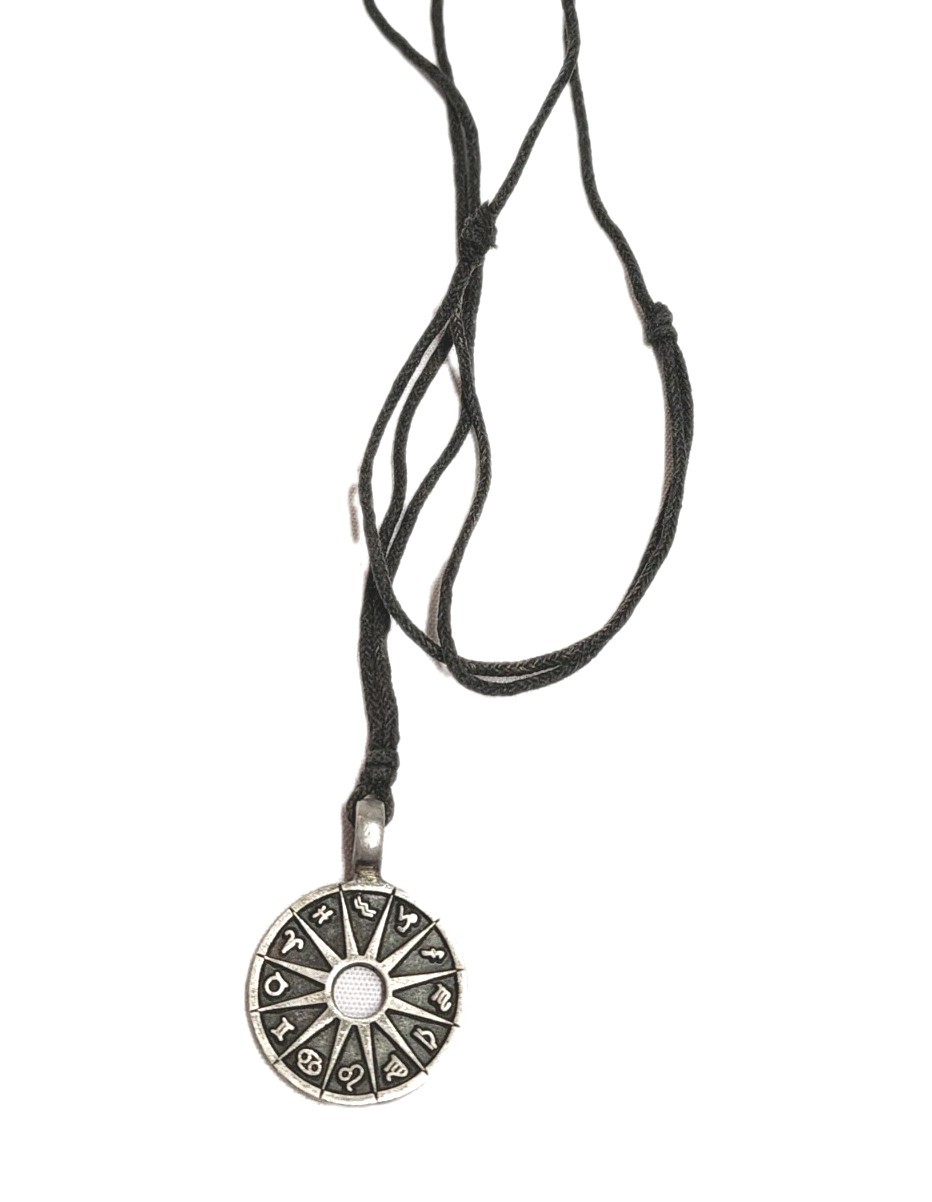 Zodiac Signs Pewter Pendant Charm Necklace Pewter Tone BlacK Cord Astrology