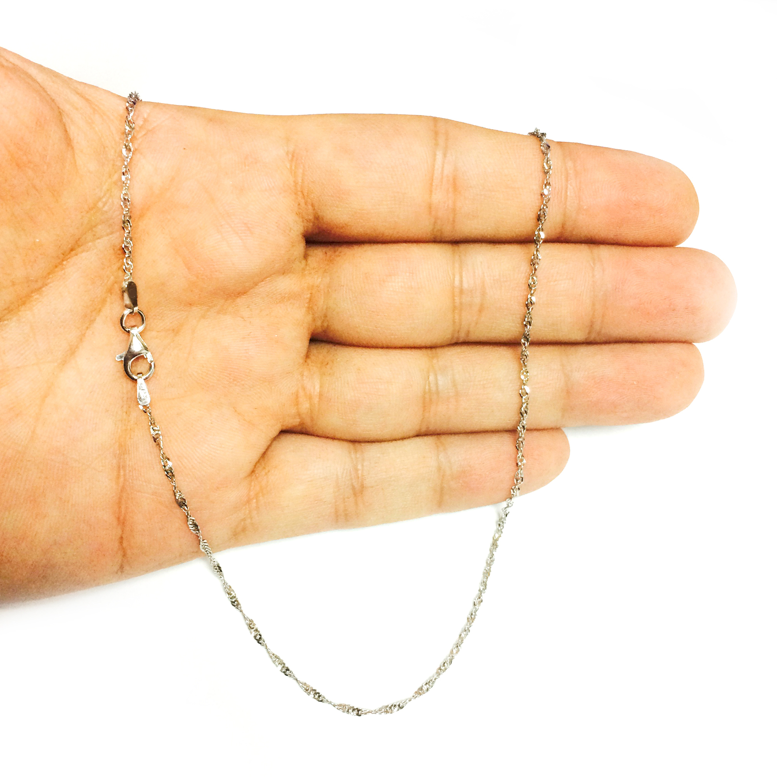925 Sterling Silver Rhodium Plated Singapore Chain, Width, 1.6mm