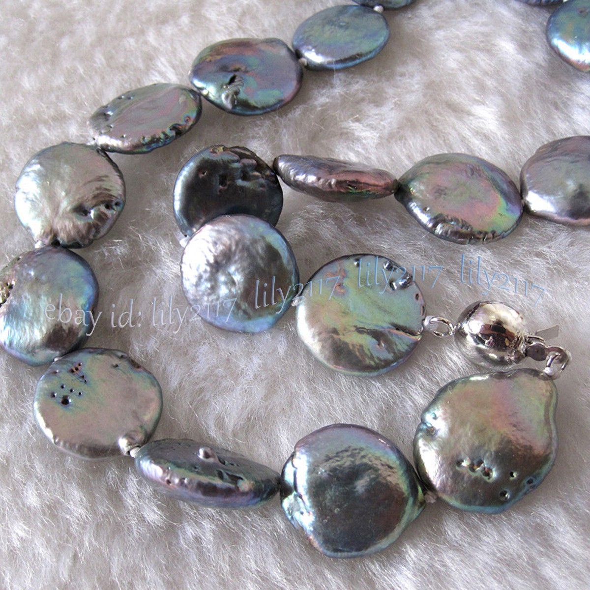 Rare 11-12mm Genuine Natural Black Baroque Coin Pearl Necklace 16-36 inches
