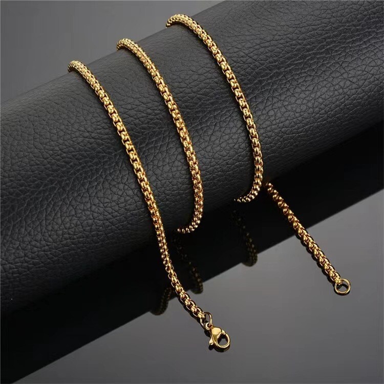 Women Men 1.5-4mm Stainless Steel 18k Gold Plated Square Rolo Chain Necklace