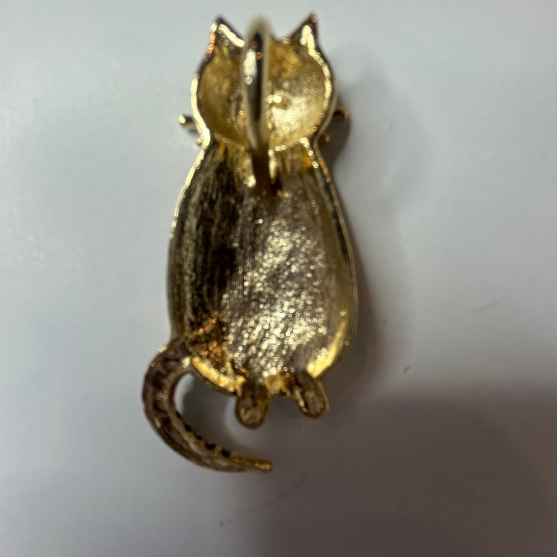 Vintage tabby cat pendant with black stripes retro whimsical
