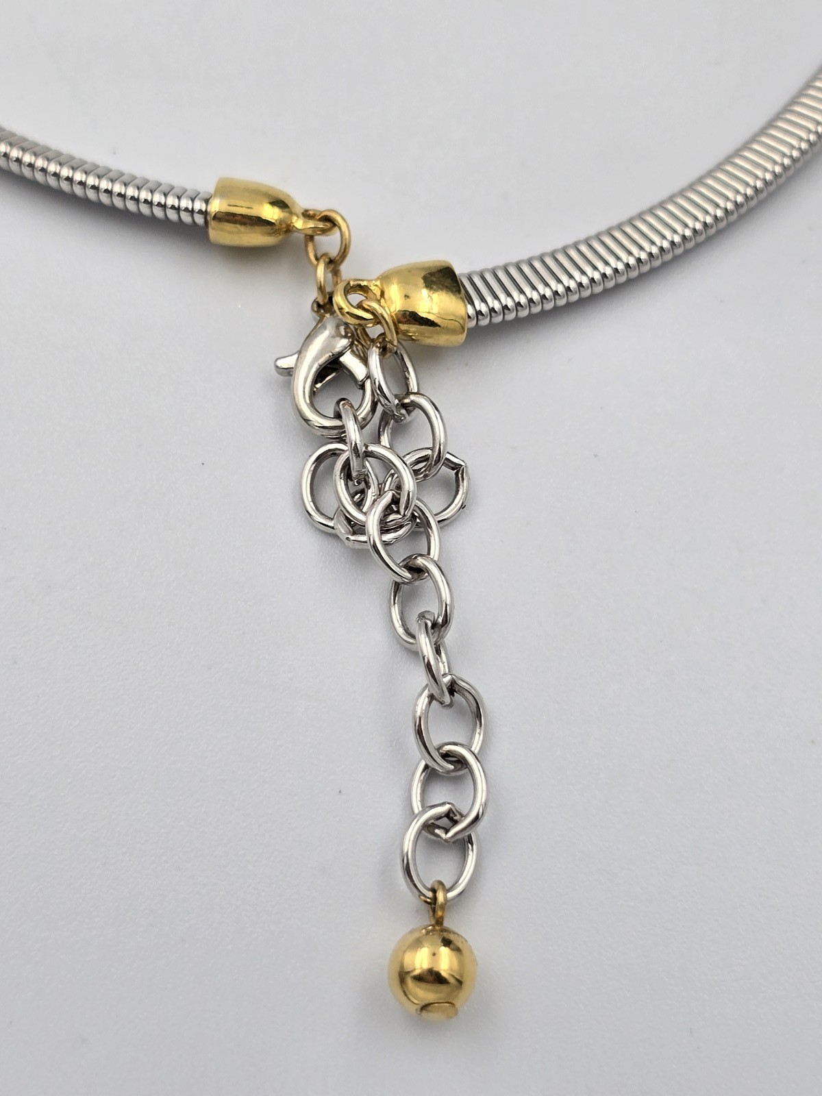 Two-Tone Omega Mariner Link Choker Necklace Silver Gold Tone Fashion Jewelry
