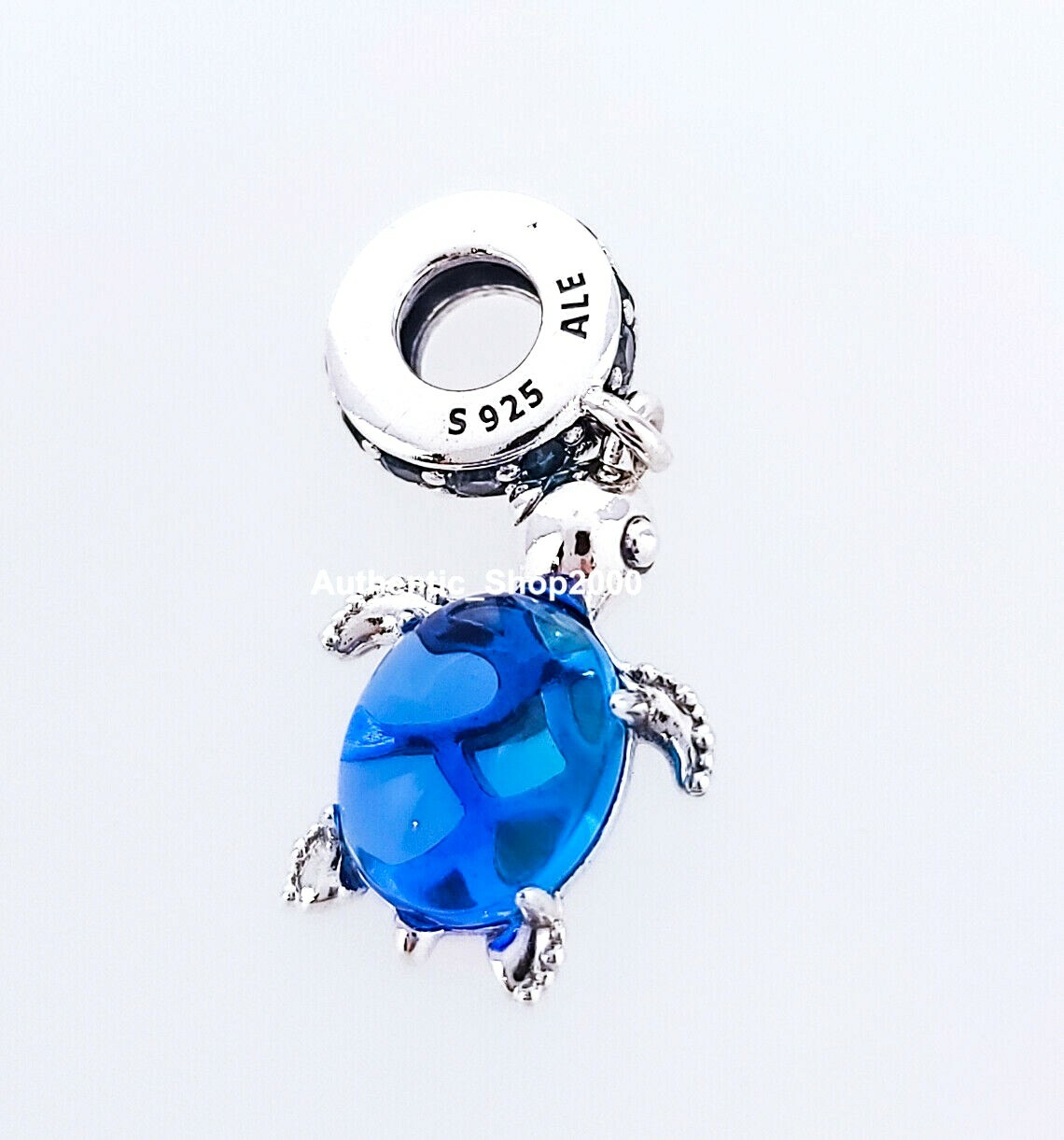 New 100% Authentic PANDORA Blue Murano Glass Sea Turtle Dangle Charm 798939C01