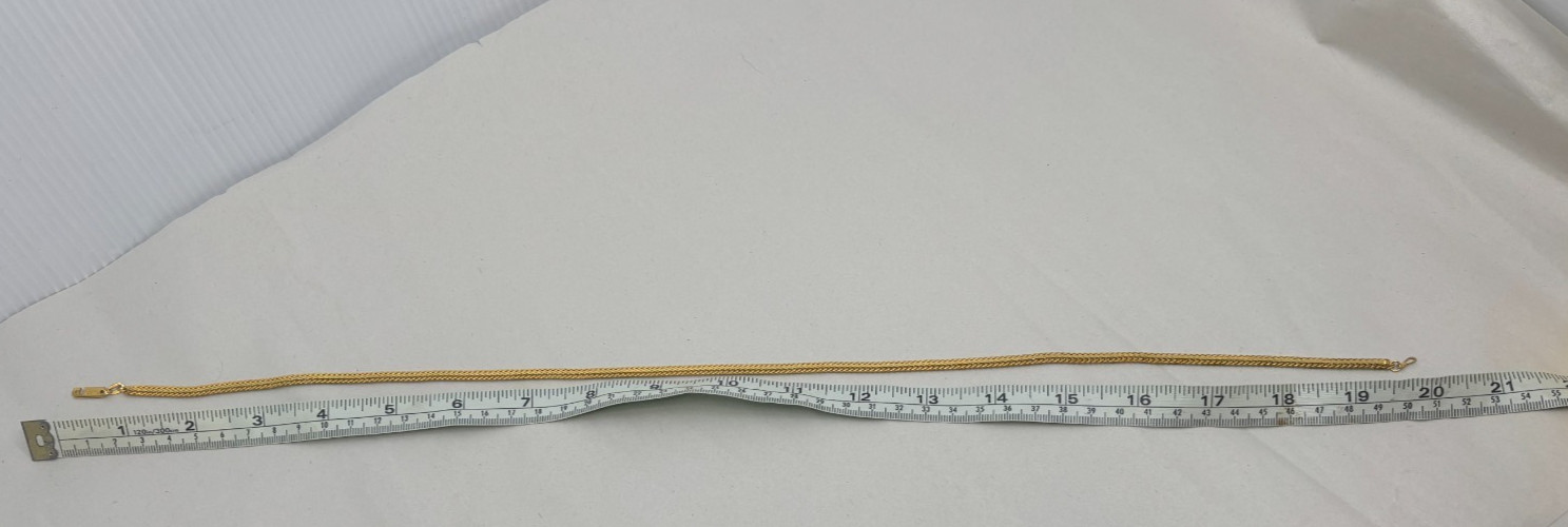 Gold Chain Necklace 18K Plated Gold 20in Woven Pattern Unisex Sturdy Flexible