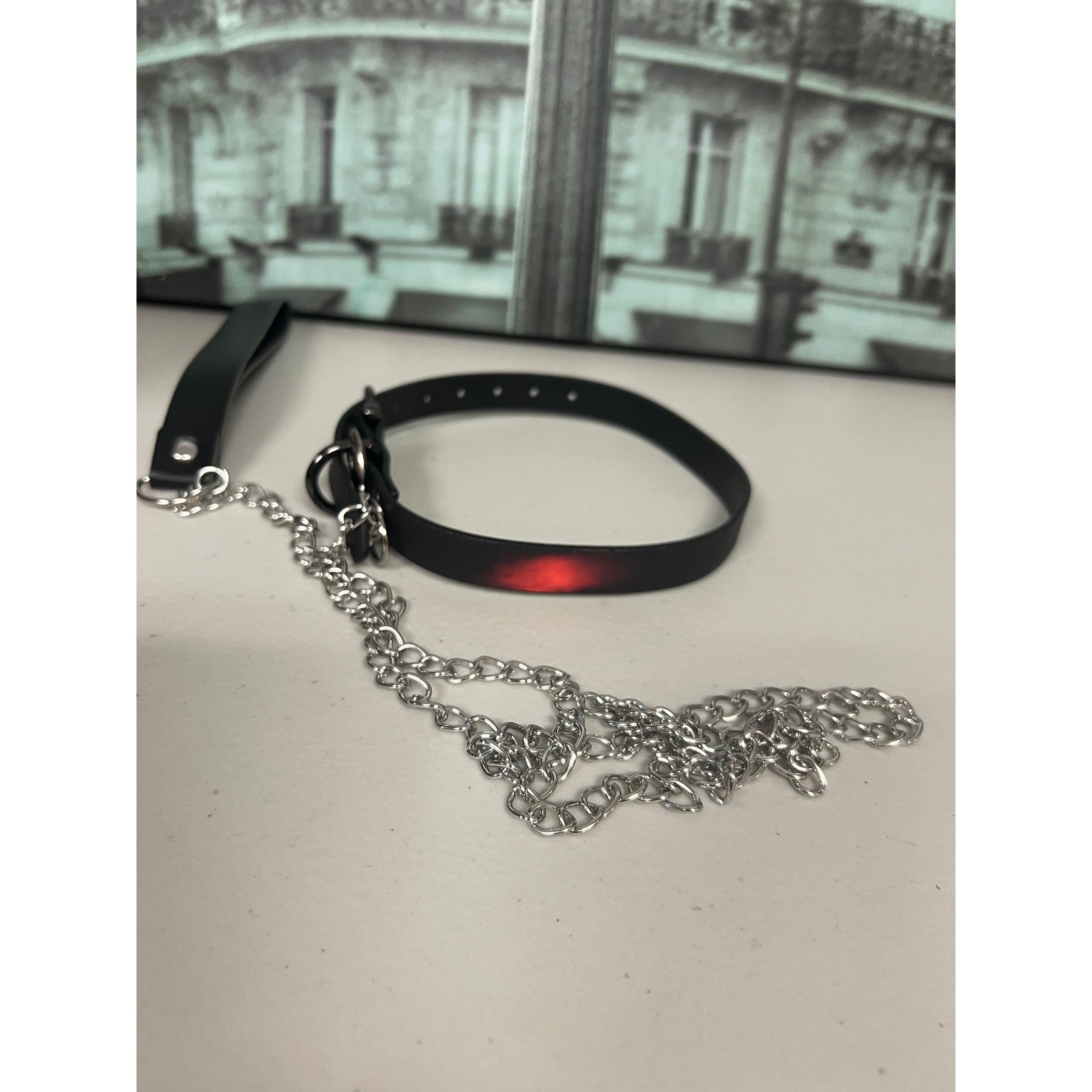 Gothic Thermochromic Faux Leather Choker with Detachable Leash