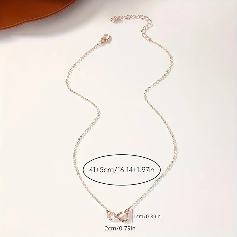 Rose Golden Rhinestone Infinity Pendant Chain Necklace – New