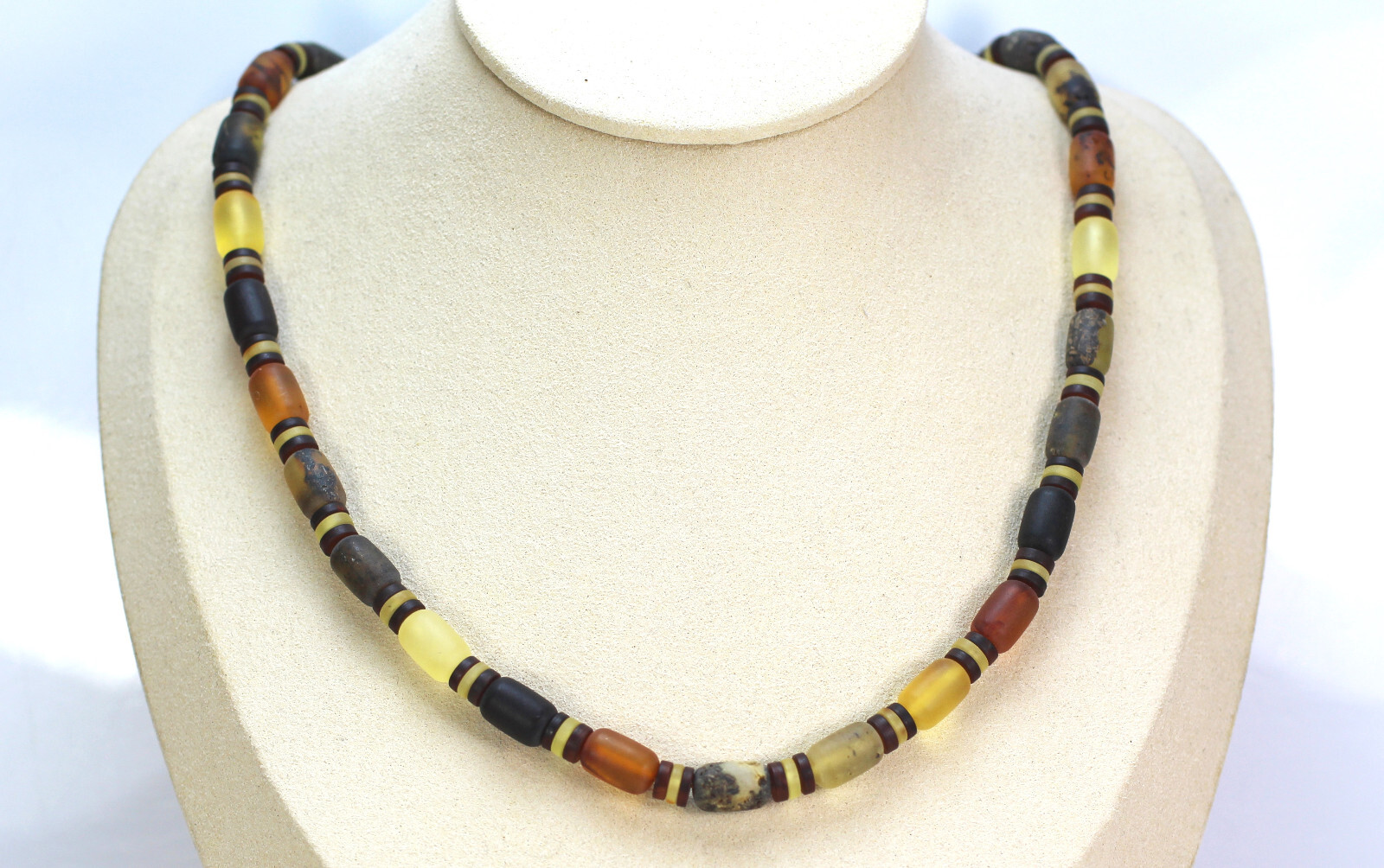 Baltic amber adult MEN unisex necklace handmade luxury, UNPOLISHED 16,20 gr