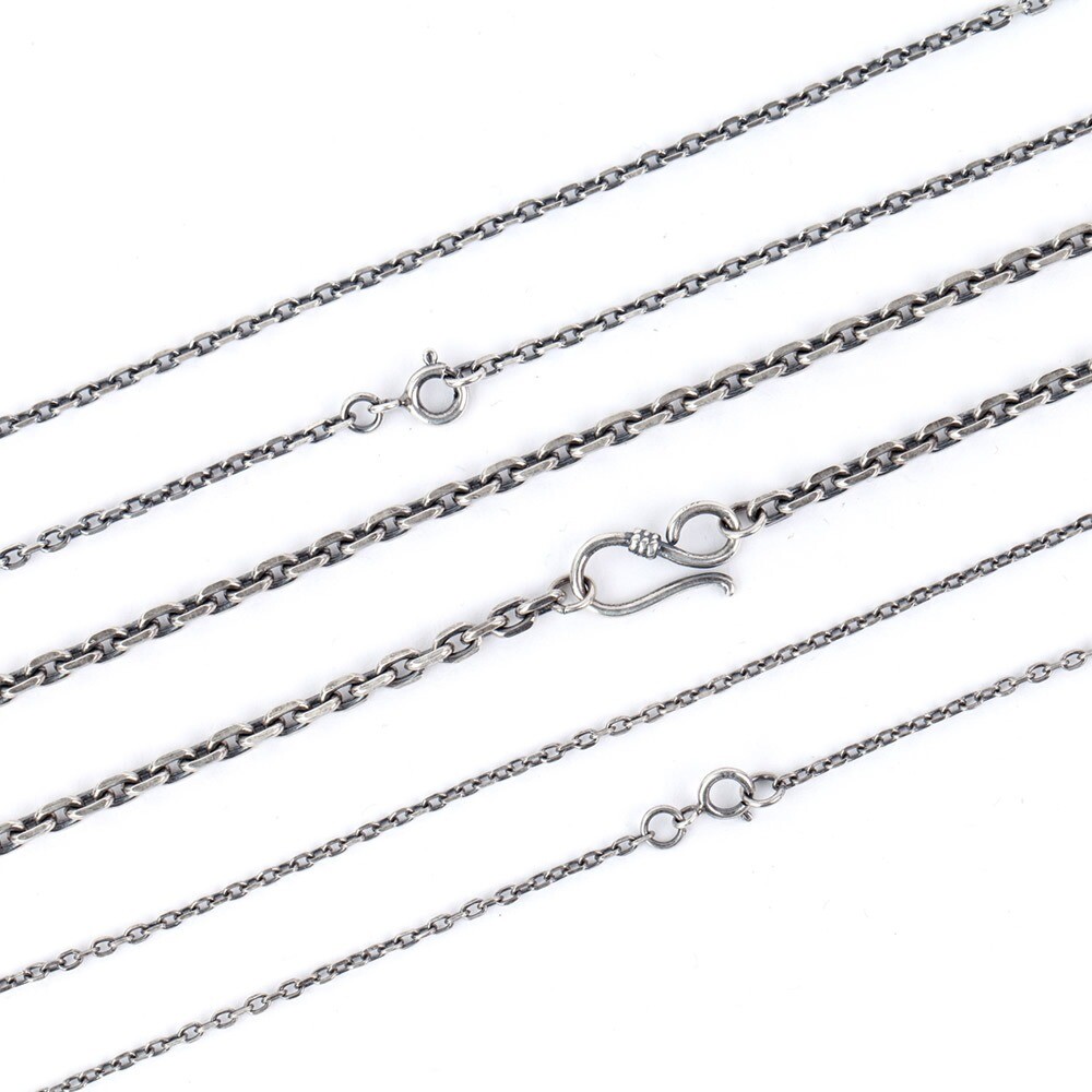 Real Solid 925 Sterling Silver Rolo Oval Cable Link Chain Necklace 1.5mm 2mm 3mm
