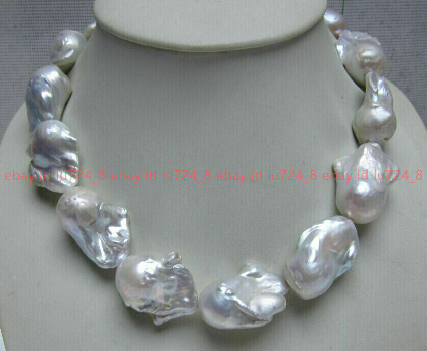 Beautiful New Jewelry Huge Natural 15x20mm White Baroque Pearl Necklace 14-36 In