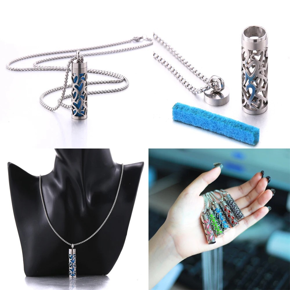 Black or Stainless Steel Aromatherapy Oil Diffuser Pendant
