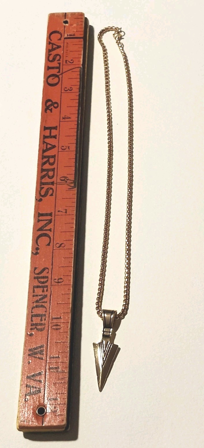 Gold Plated Arrowhead Spear Point Pendant Native Style Venetian Box Chain 22″