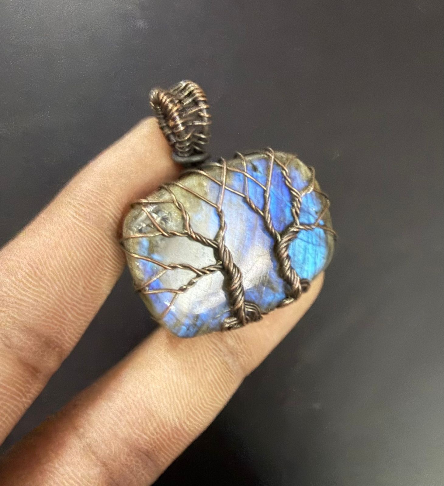Turquoise Gemstone Copper Wire Wrapped Handmade Pendant Jewelry Gift For Her