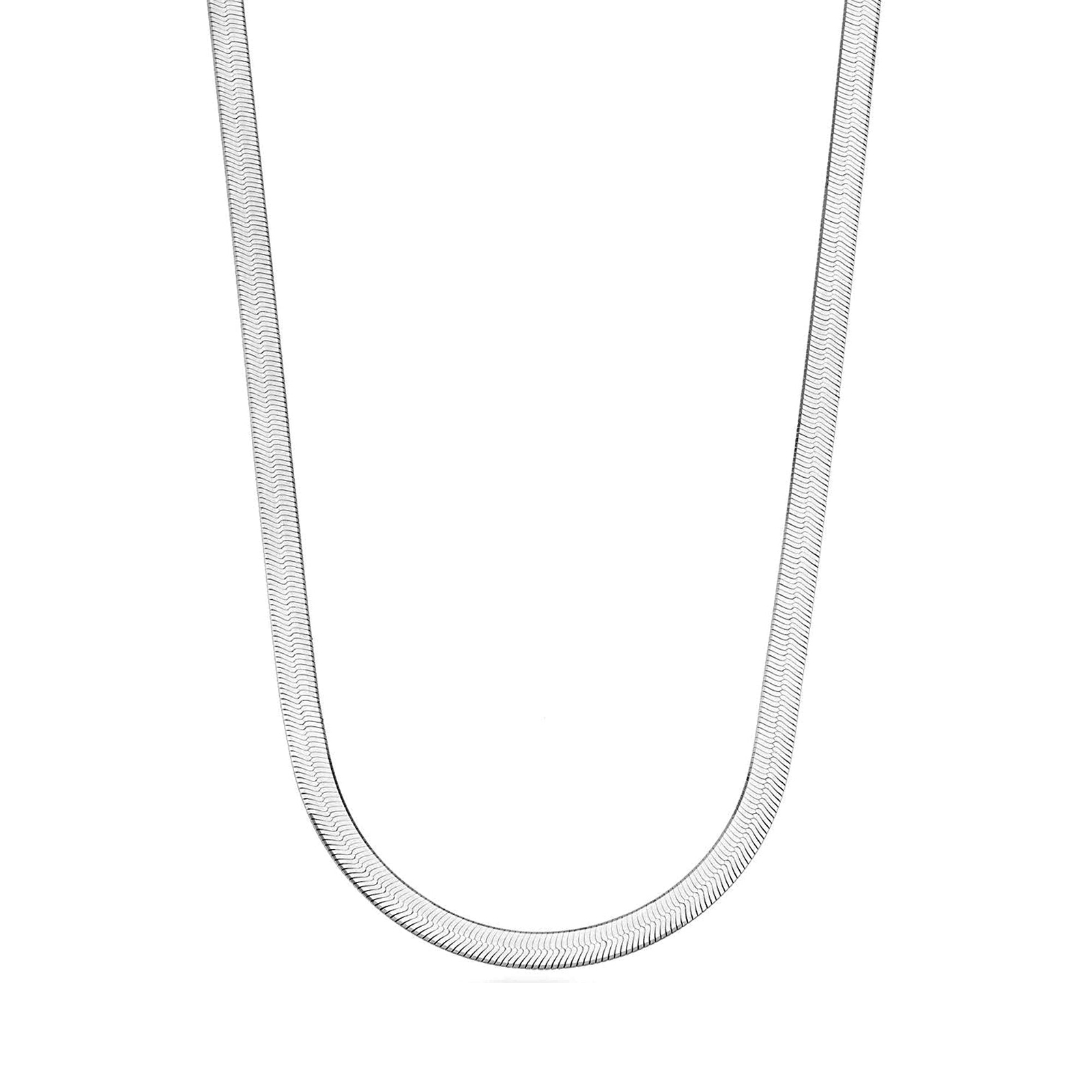 Sterling Silver Imperial Herringbone Chain Necklace, 3.3mm, 18″