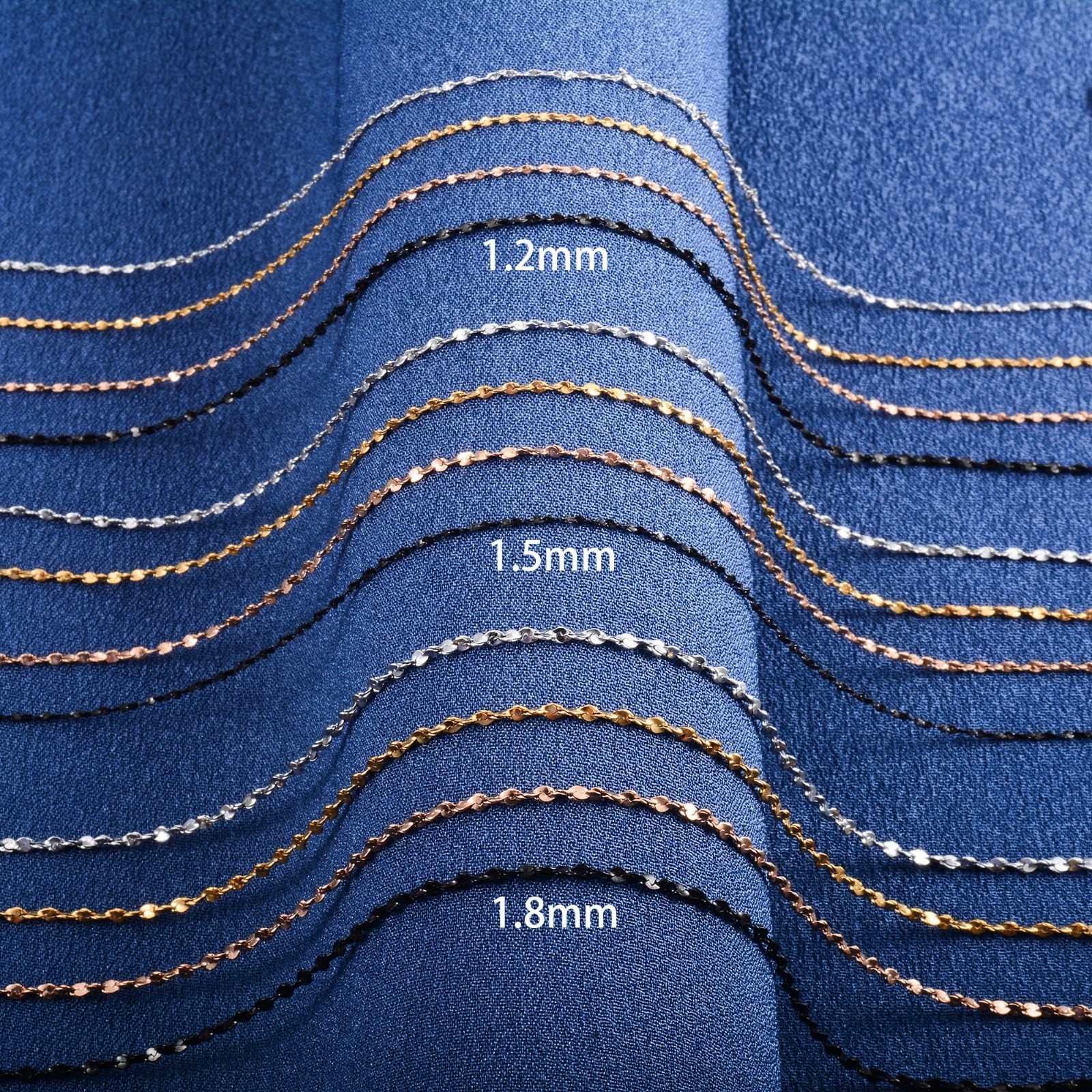 Necklace Chain Choker Dainty Glitter Steel Women, 14/30 inches 1.2/1.5/1.8mm