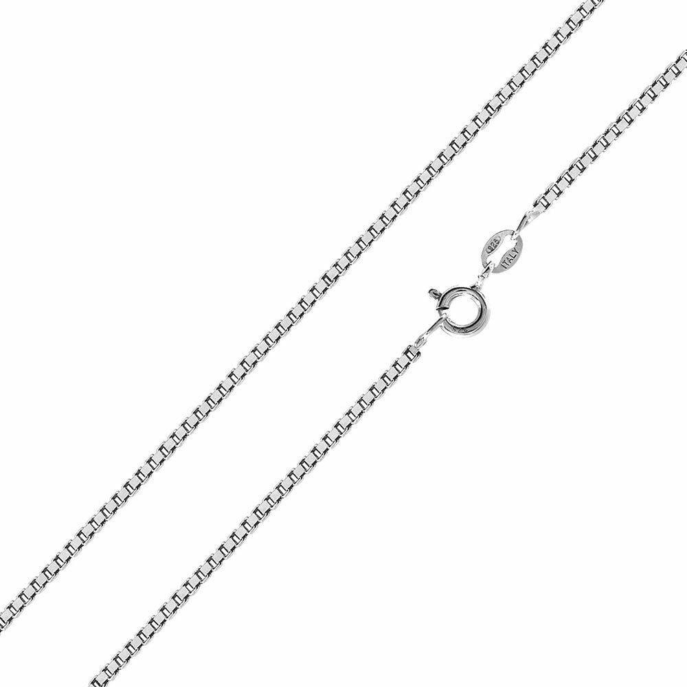 Sterling Silver Rhodium Finish 1mm Box Chain Necklace, Made in Italy