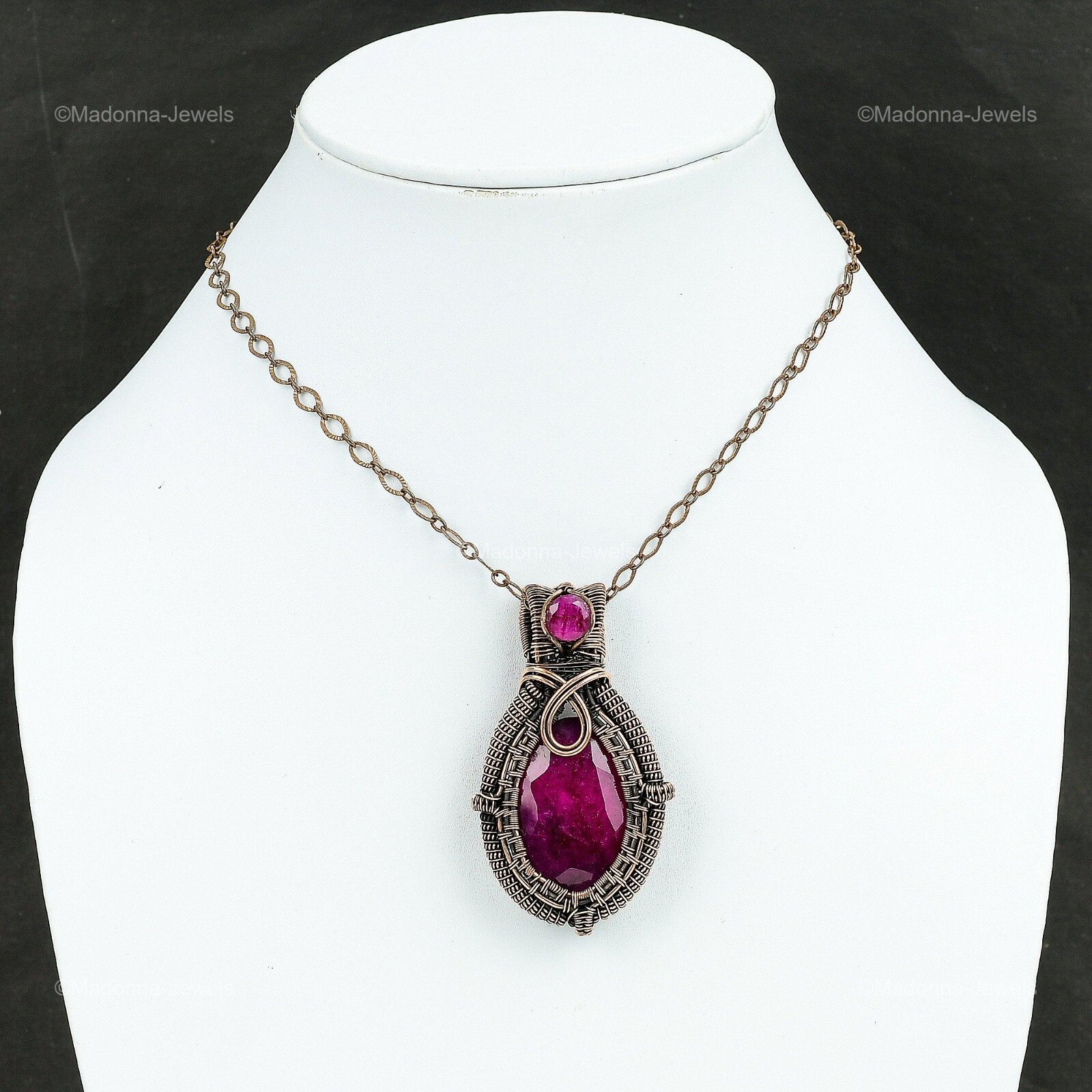 Kashmir Rubi Gemstone Jewelry Copper Gift For Bestie Wire Wrapped Pendant 2.56