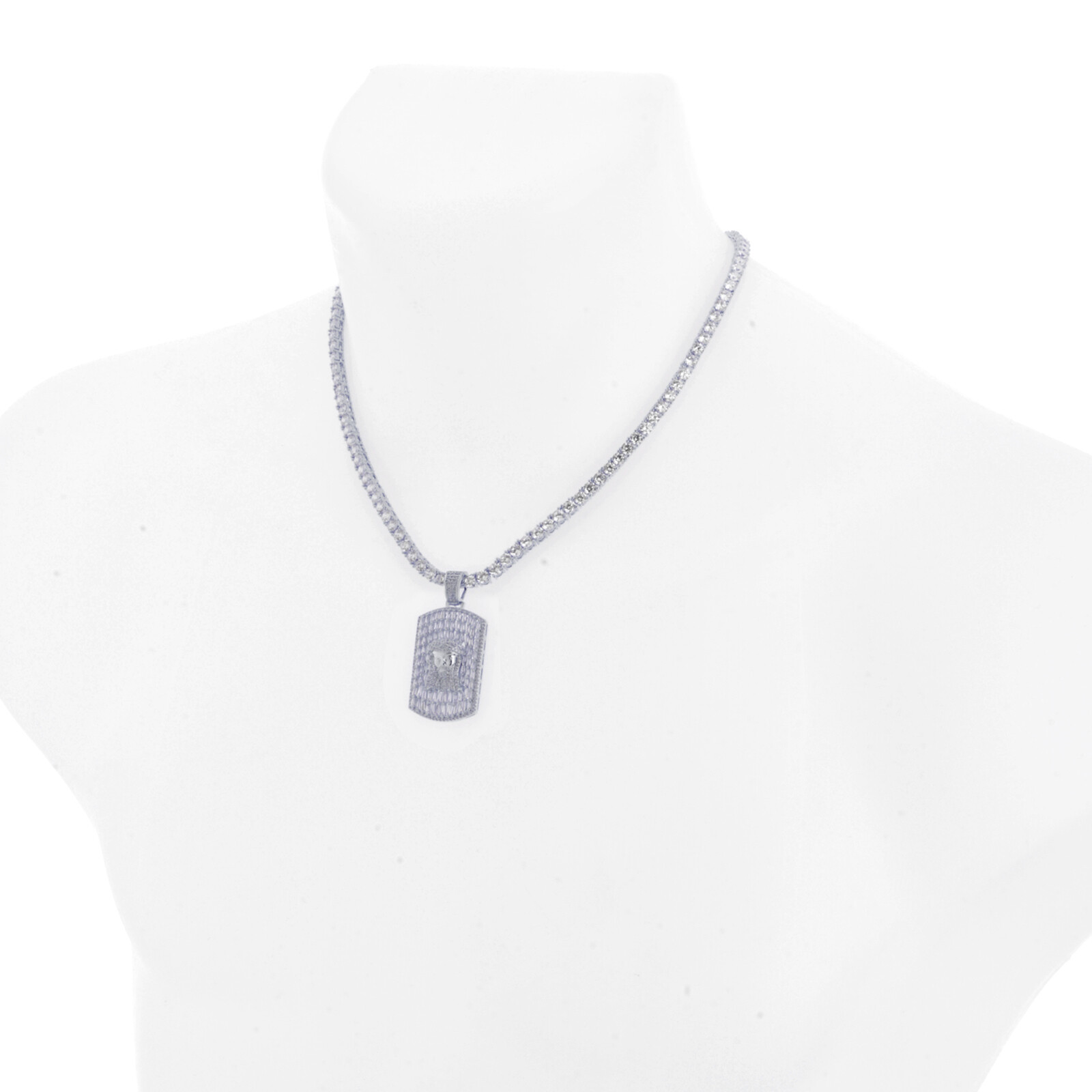 Rapper Dog Tag Jesus Pendant 20 inch Choker Tennis Chain Necklace BCT 17098