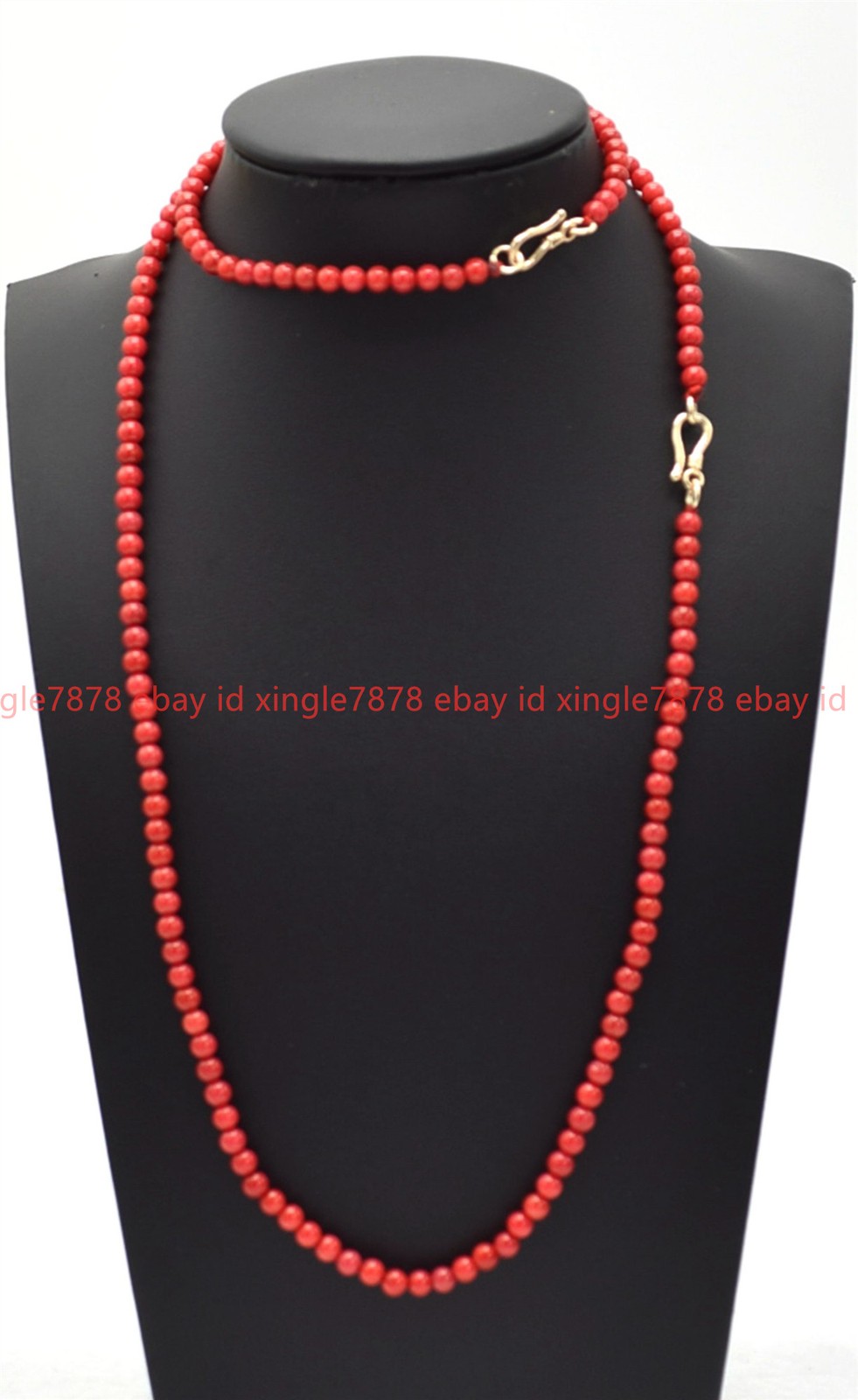 Charming Natural 4mm Red Coral Gemstone Round Beads Necklace Bracelet 18/7.5in