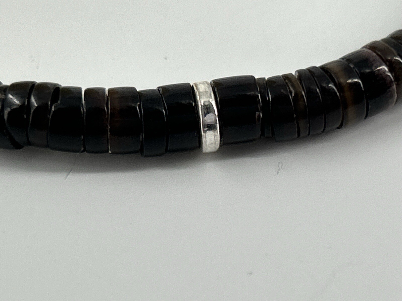 Natural Stone Chocker Necklace Graduated Silver Spacer Beads Earthy 17-20″