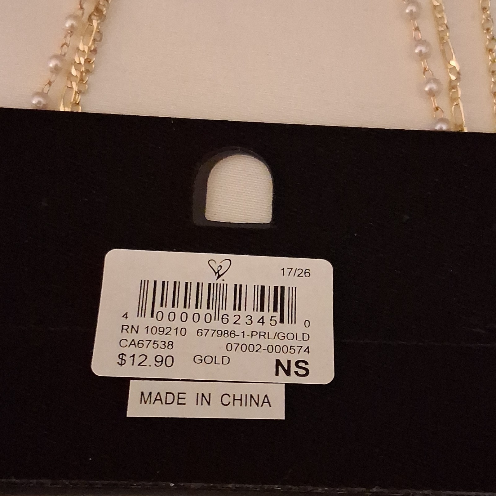Windsor Gold Tone Layered Cross Charm Pendant Necklace Clear Rhinestone Pearl