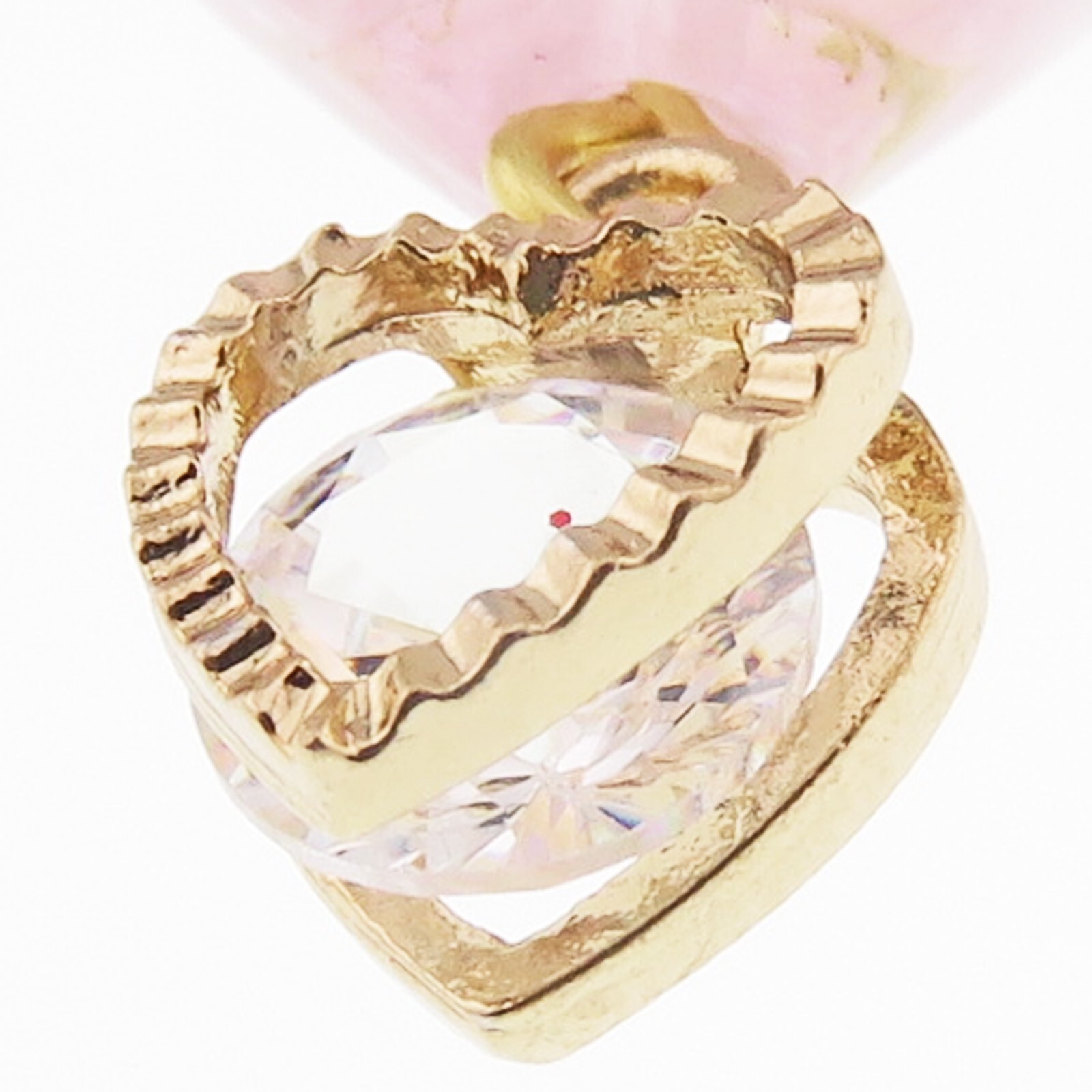 Lovely Golden Valentine Heart and Pink Glass Pendant By SoniaMcD