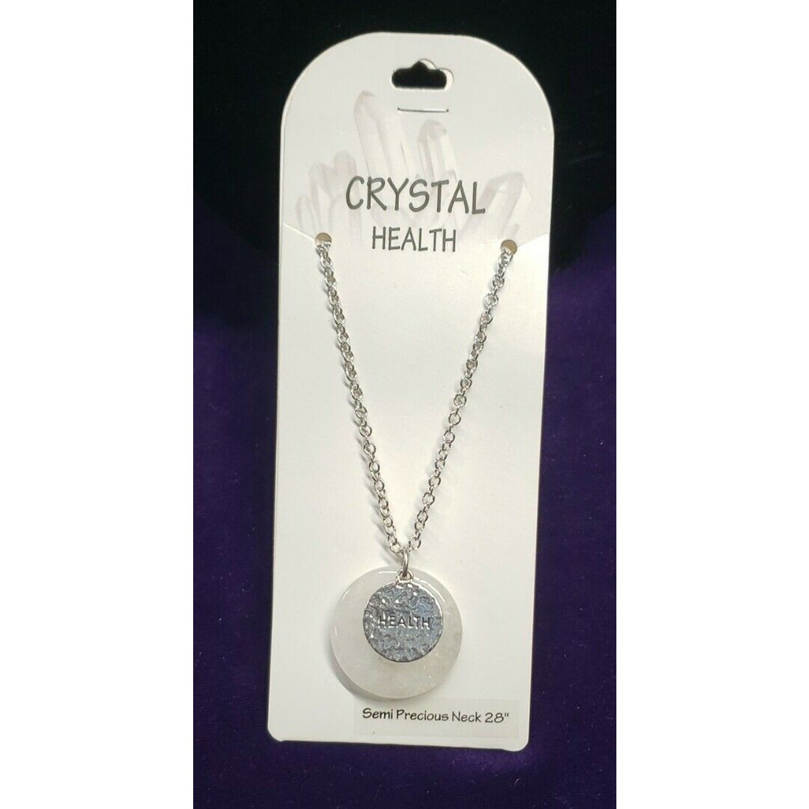 Crystal Health Semi Precious Real Quartz Stone, 28″ Silver Tone Chain, NWT