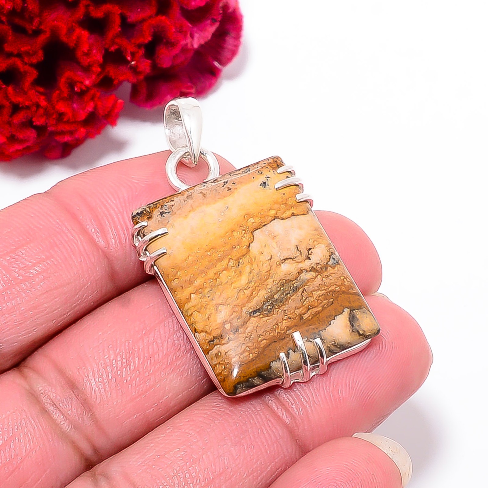 Picture Jasper – Oregon Designer Handmade 925 Sterling Silver Pendant 1.6 P47
