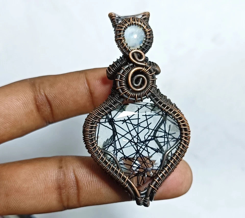 Natural Quartz Gems Copper Jewelry Wire Wrapped Gift For Her Pendant 180.80 Ct