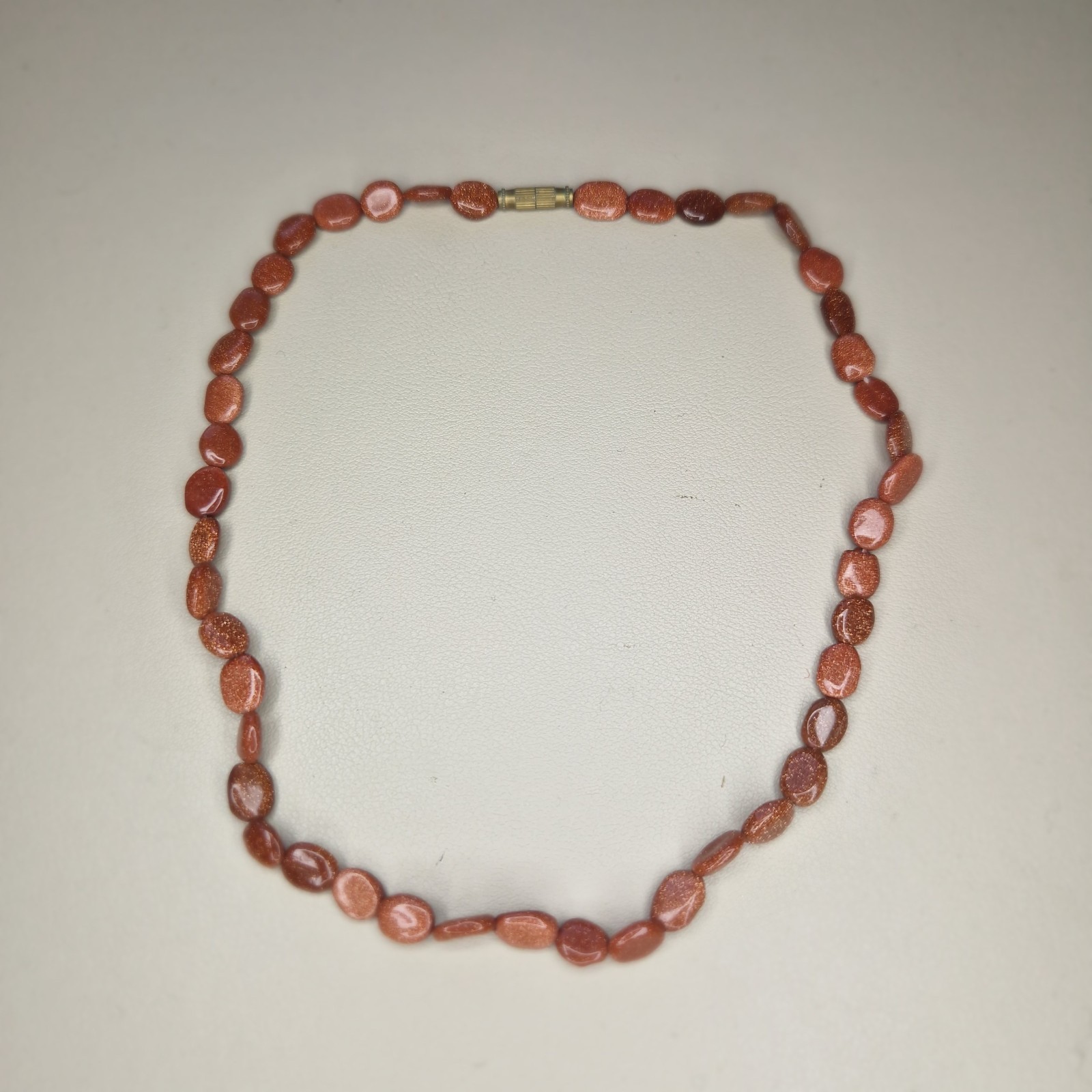 Sandstone Beaded Necklace Oval Beads Vintage Collar Length 46cm Long Orange