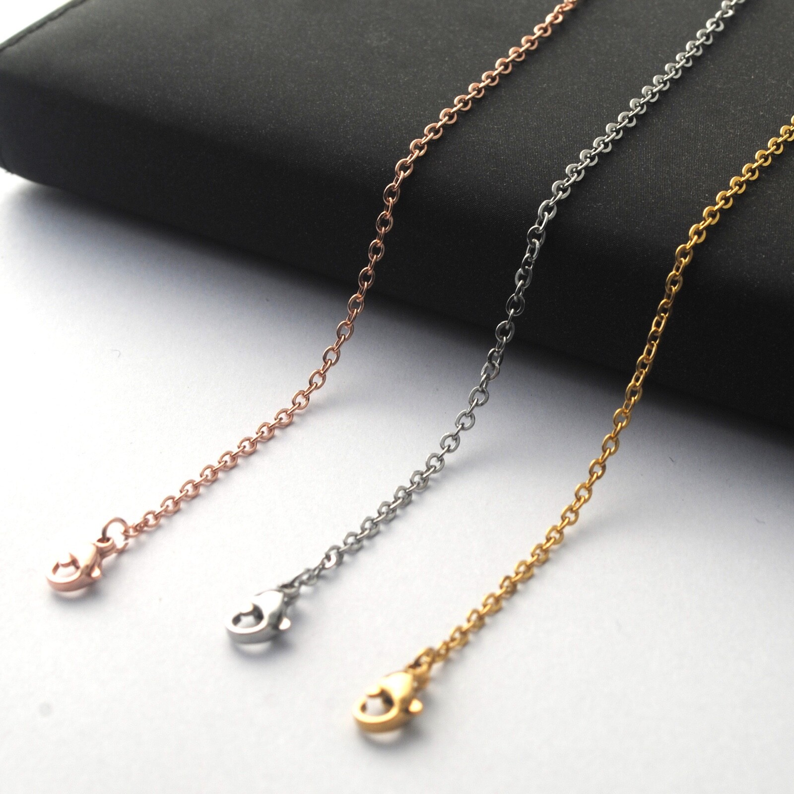 1.5mm-3mm Stainless Steel Silver Gold Black Rolo Link Chain Necklace Wholesale