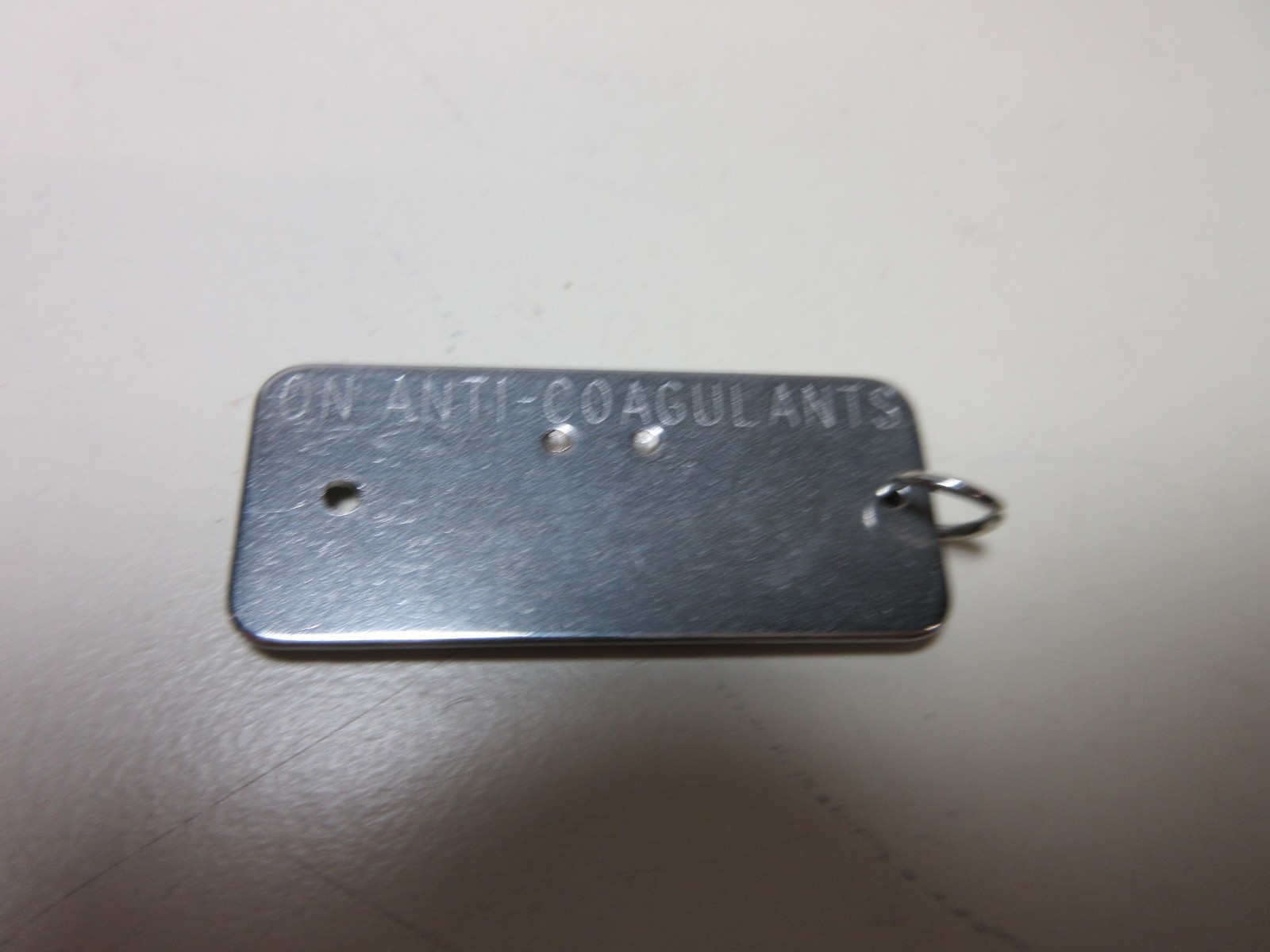 MEDICAL ALERT ID NECKLACE PENDANT ON ANTICOAGULANTS HEALTH EMERGENCY #27