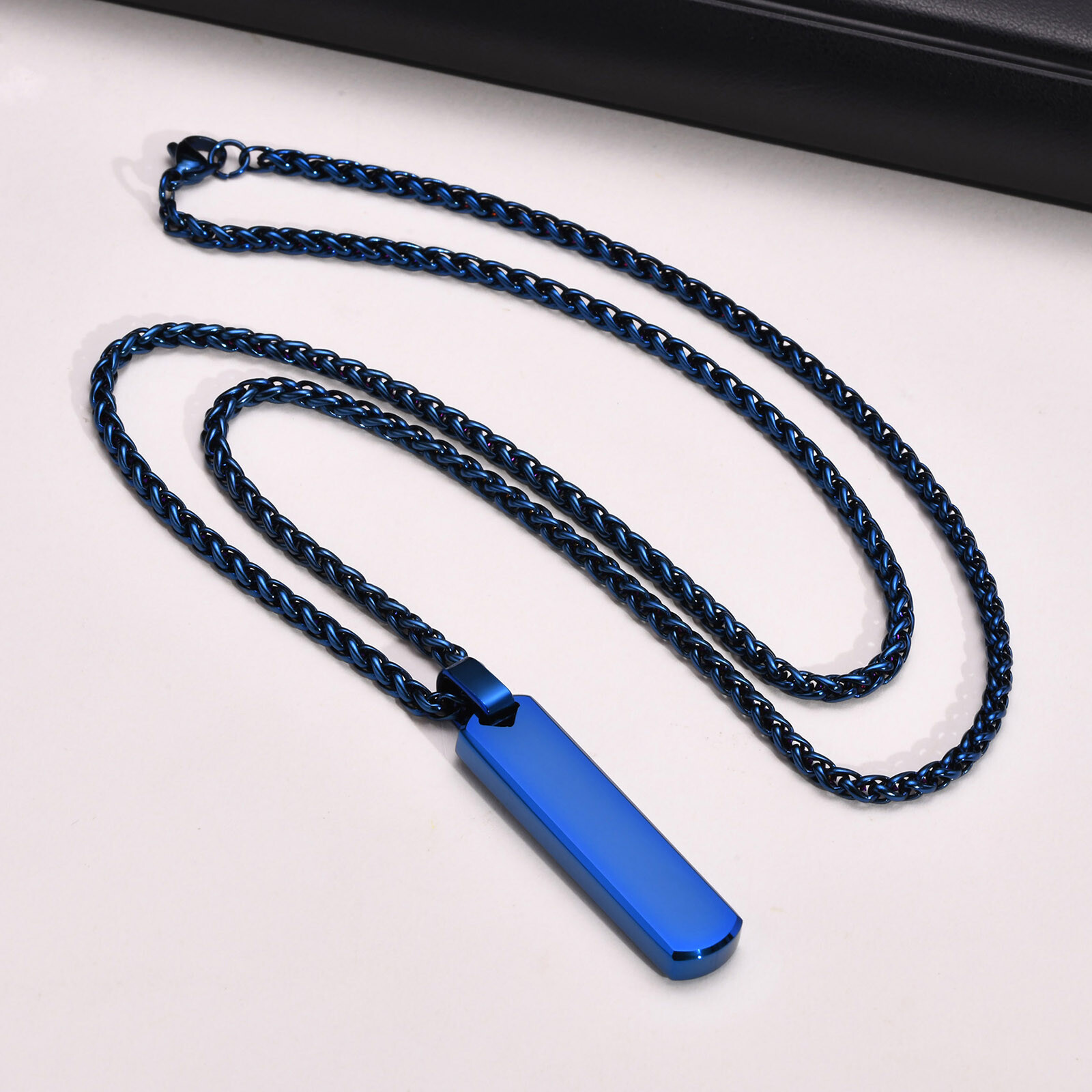 Initial Bar Necklace for Men Personalized A-Z Letters Casual Simple Pendant